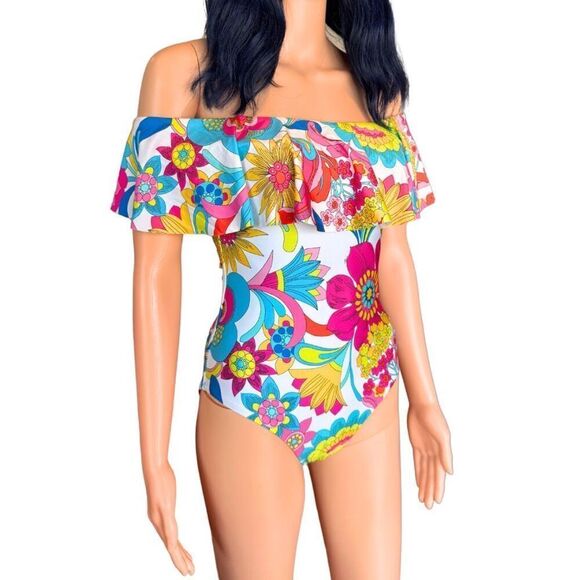 NWT Trina Turk Fontaine Off The Shoulder One Piece Swimsuit - Picture 4 of 9
